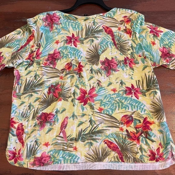 Talbots Women's Parrot Floral Knit Blouse Size XL - Picture 4 of 6